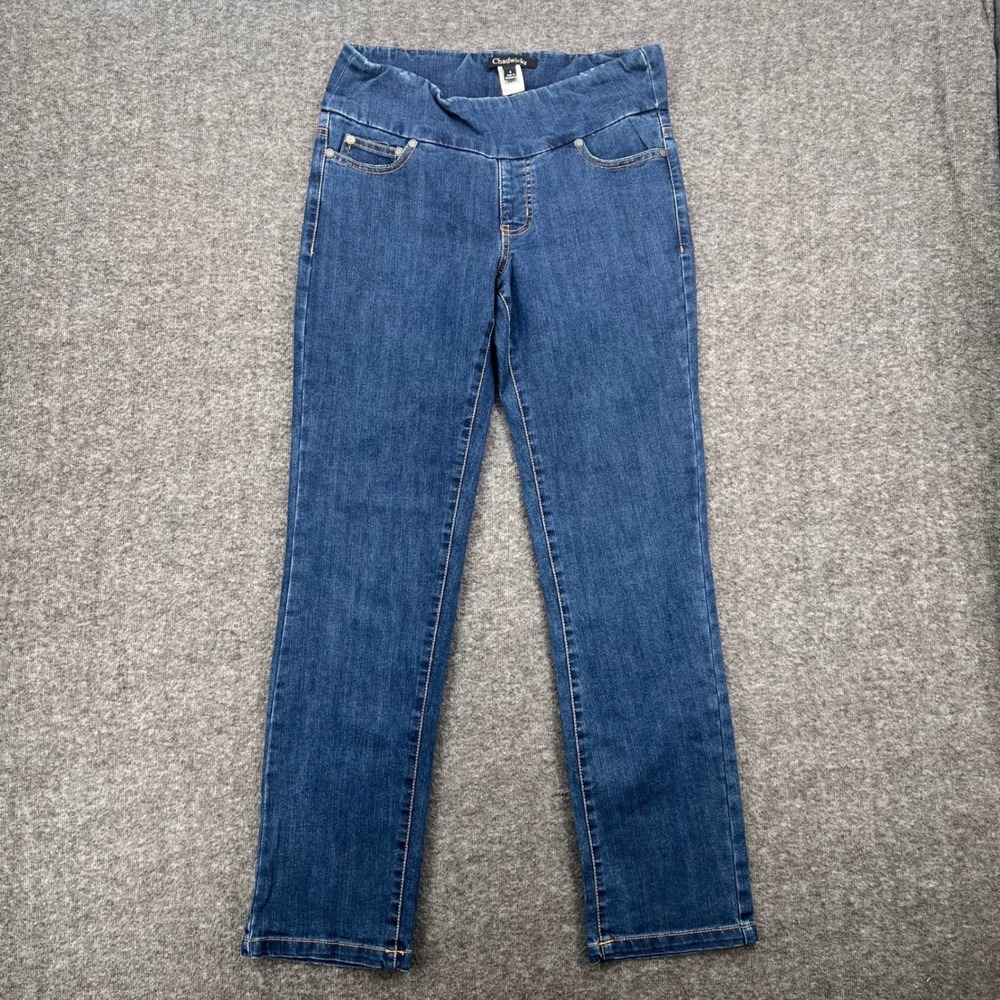 Chadwicks Womens Medium Wash Pull On Straight Leg Stretch Denim Jeans Size 6